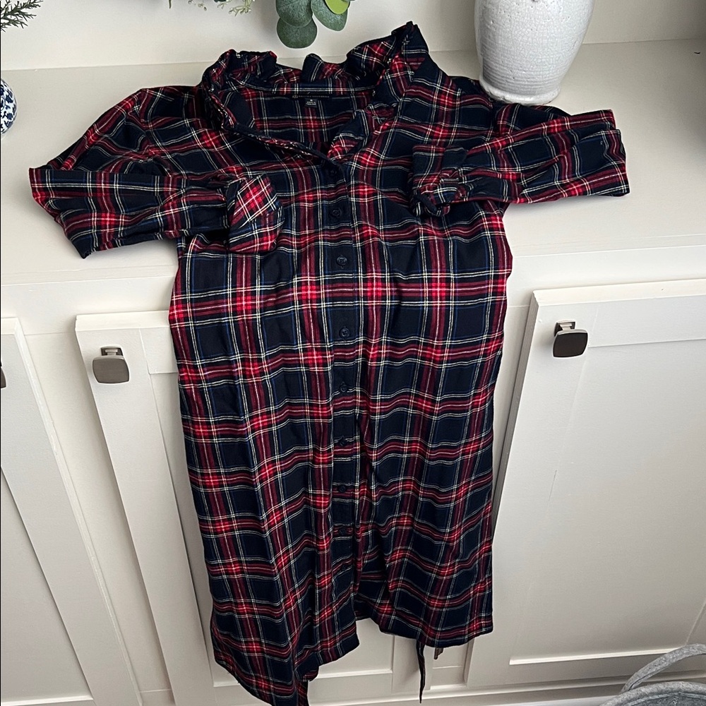 Brooks Brothers Red and Black Plaid Long Sleeve Dress